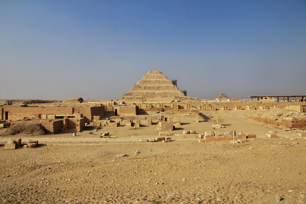 An image of the Pyramid Complex of Pharaoh Djoser at Saqqara. Shutterstock.