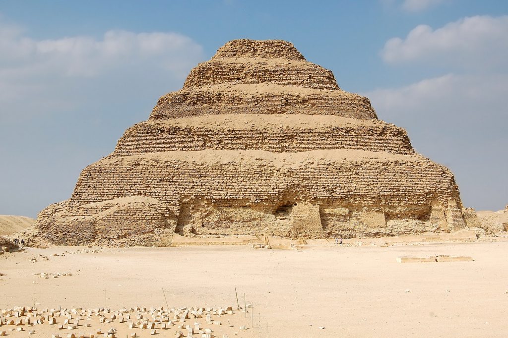 A stunning image of the Step Pyramid of Djoser at Saqqara. It is considered the first pyramid of Egypt. Shutterstock.