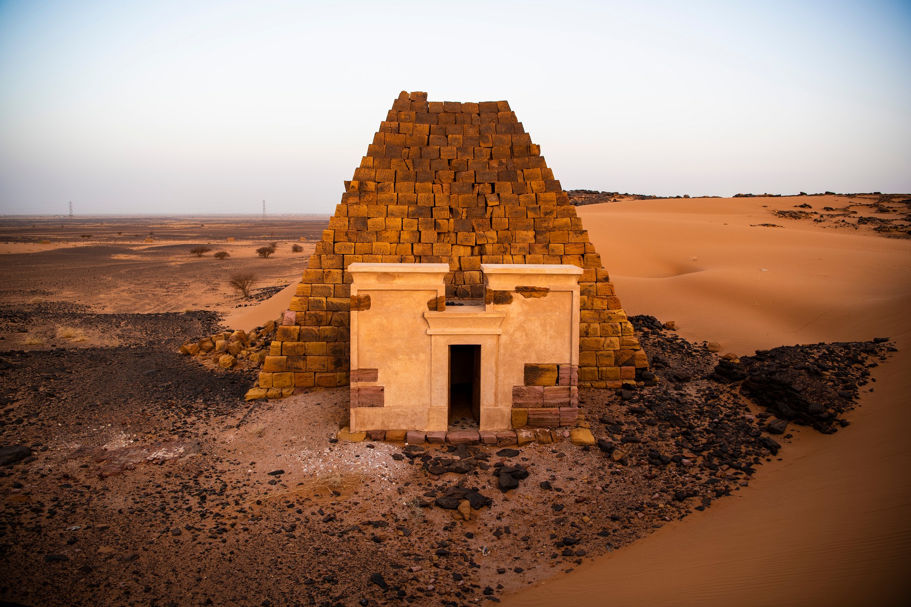 An image showing the pyramids of Meroë, north of Khartoum in Sudan. Shutterstock.