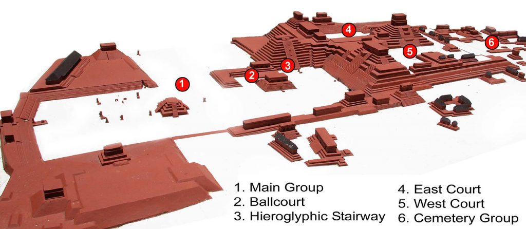 The Center of Copan laid out on a map. Image Credit: Wikimedia Commons.