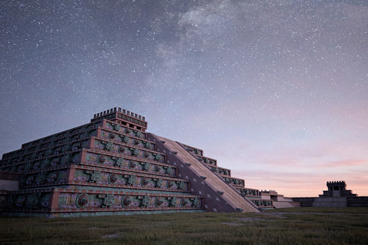 An artists recreation of one of the pyramids at Teotihuacan. Image Credit: David Romero.